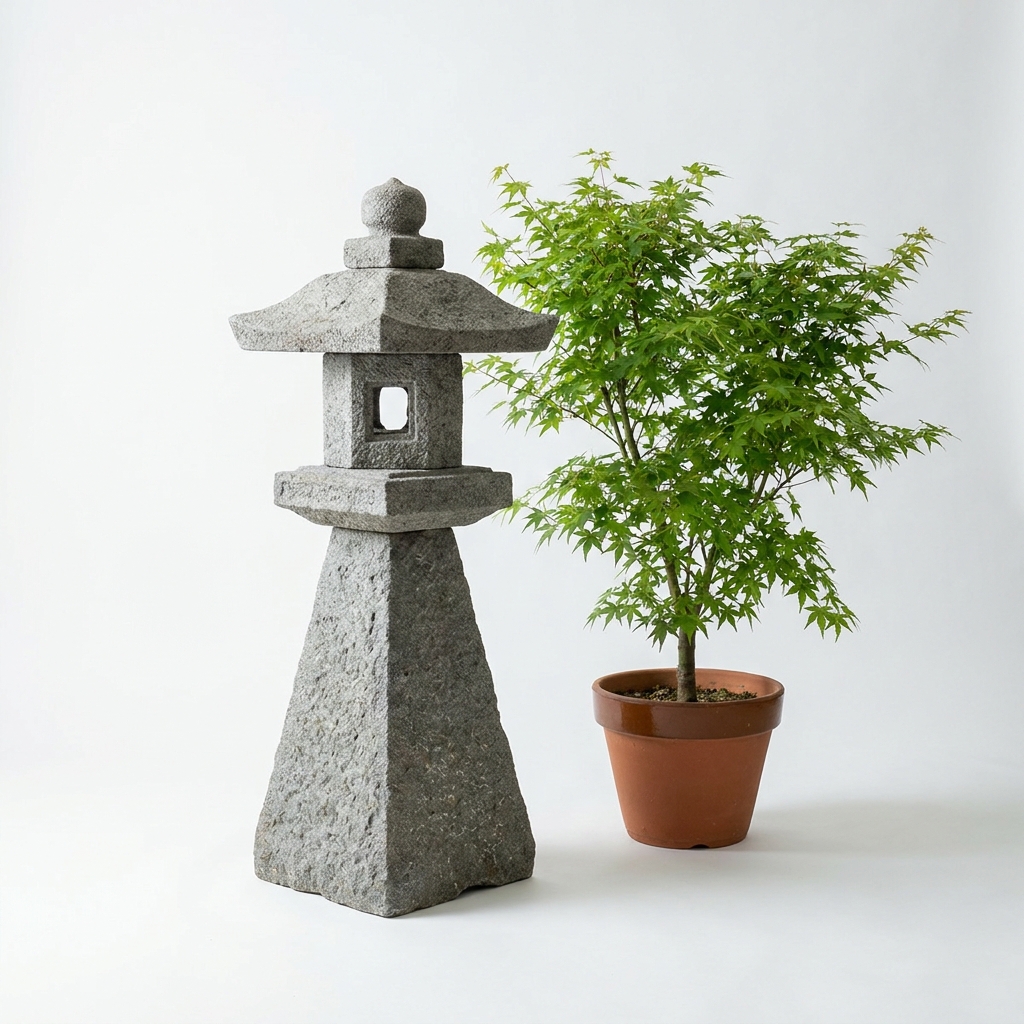 三角灯籠 H1.5m 安山岩