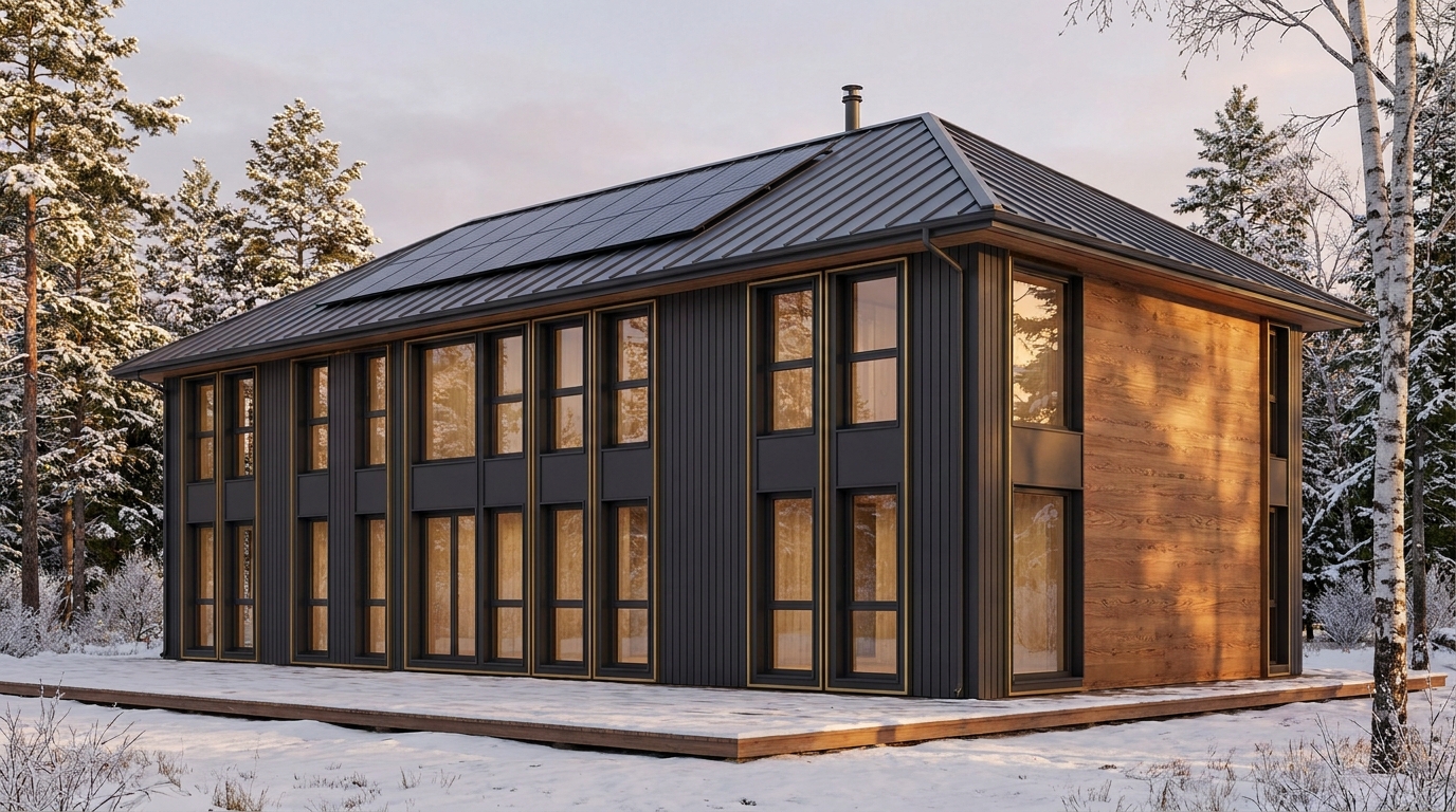 湖の家 外観 — AI render based on BIM specs