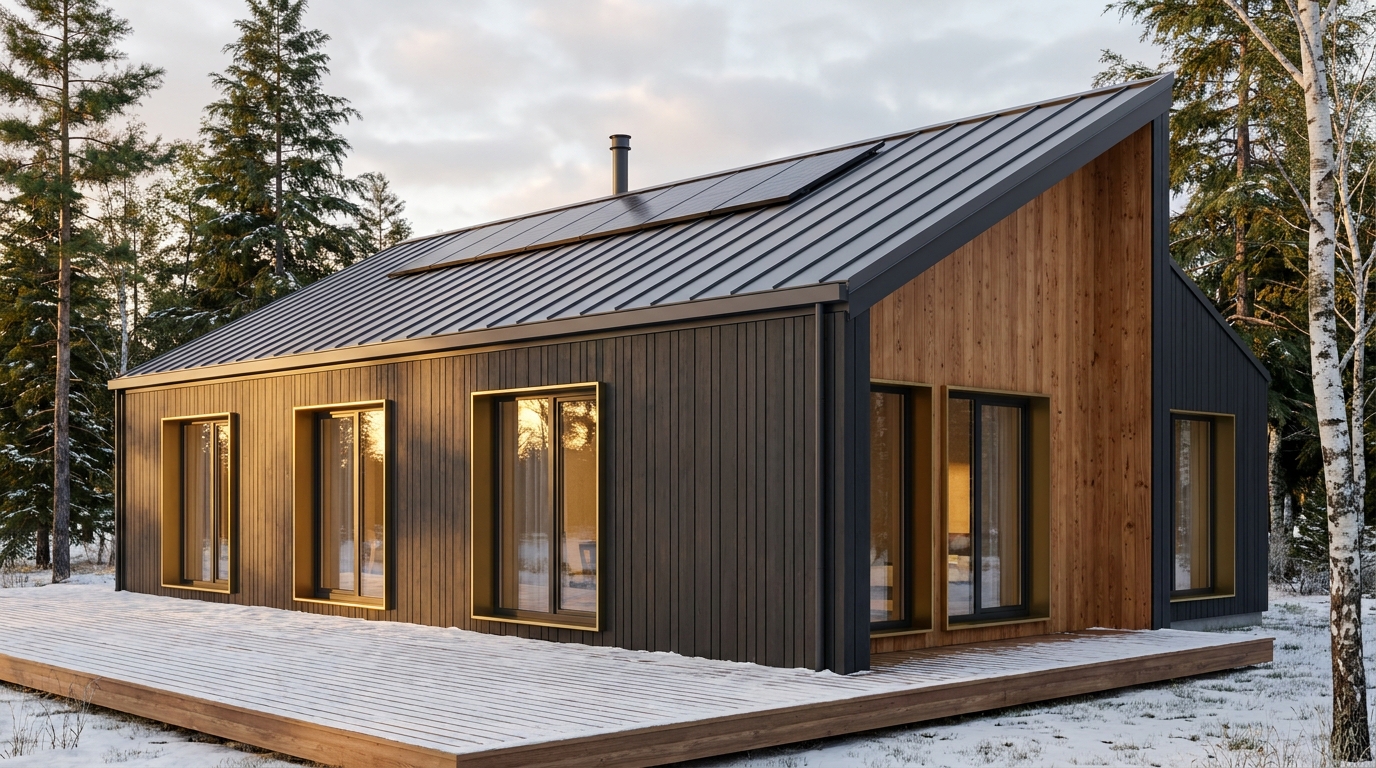 北の里 外観 — AI render based on BIM specs