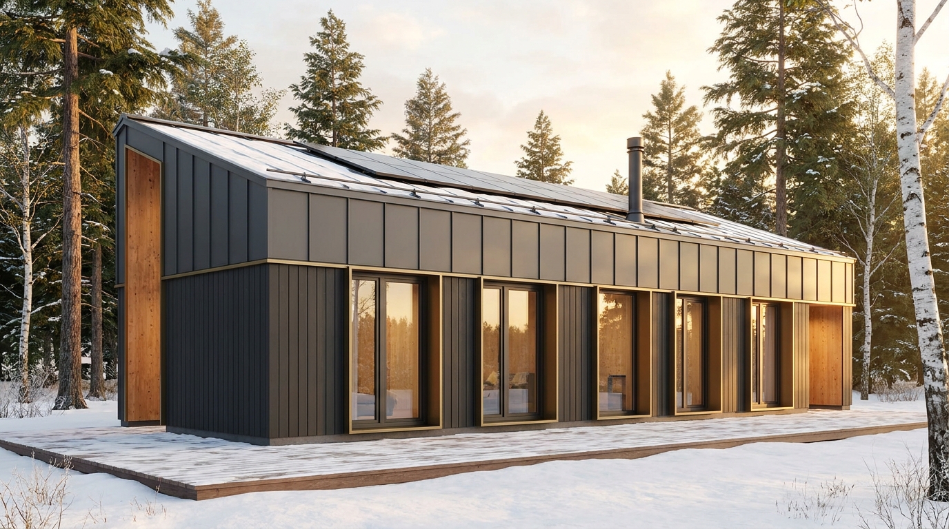 東の庵 外観 — AI render based on BIM specs