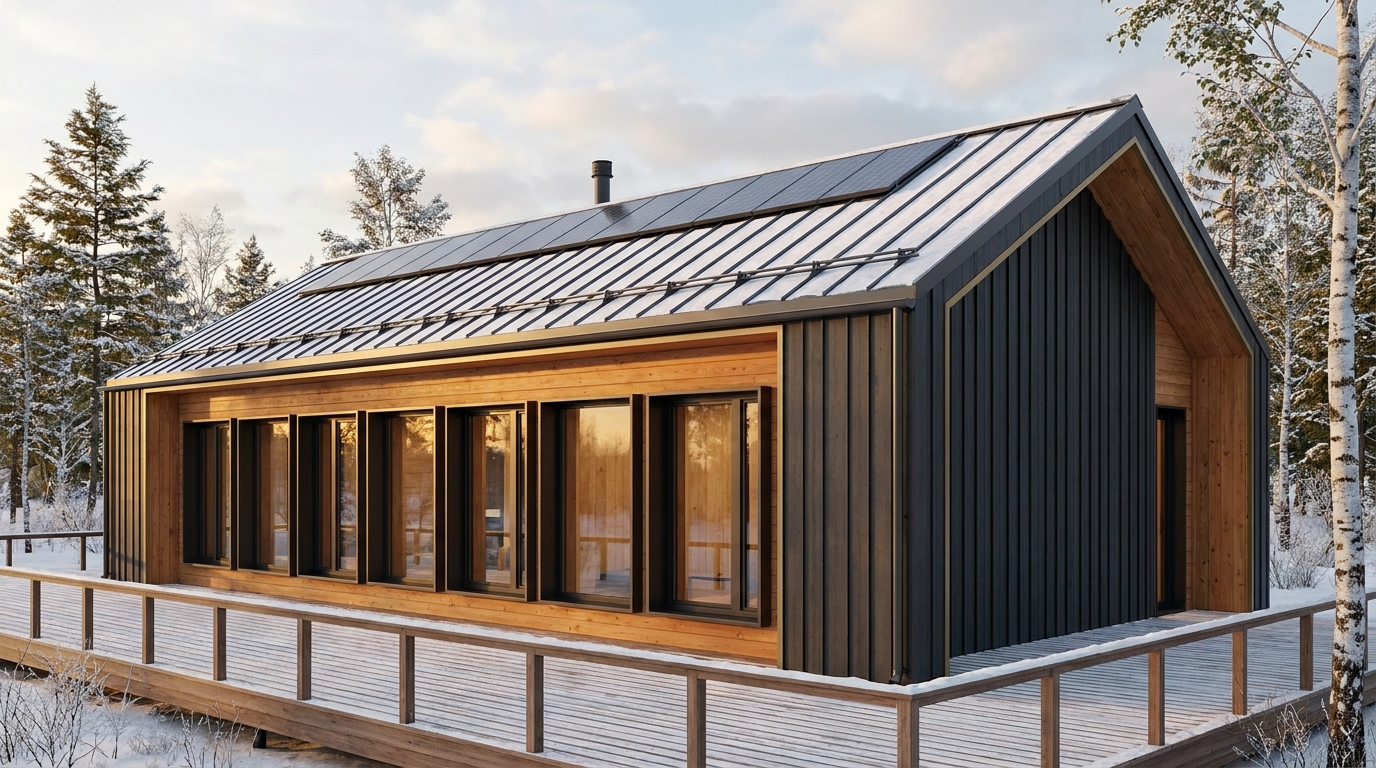 北の小屋 外観 — AI render based on BIM specs